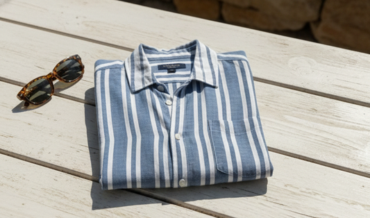 Camisa de Lino Rayada Azul y Blanca – Summer Shirt Hombre