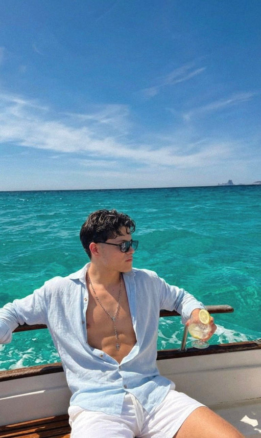 Camisa Santorini Celeste – Lino para Hombre | Royal Club 1989